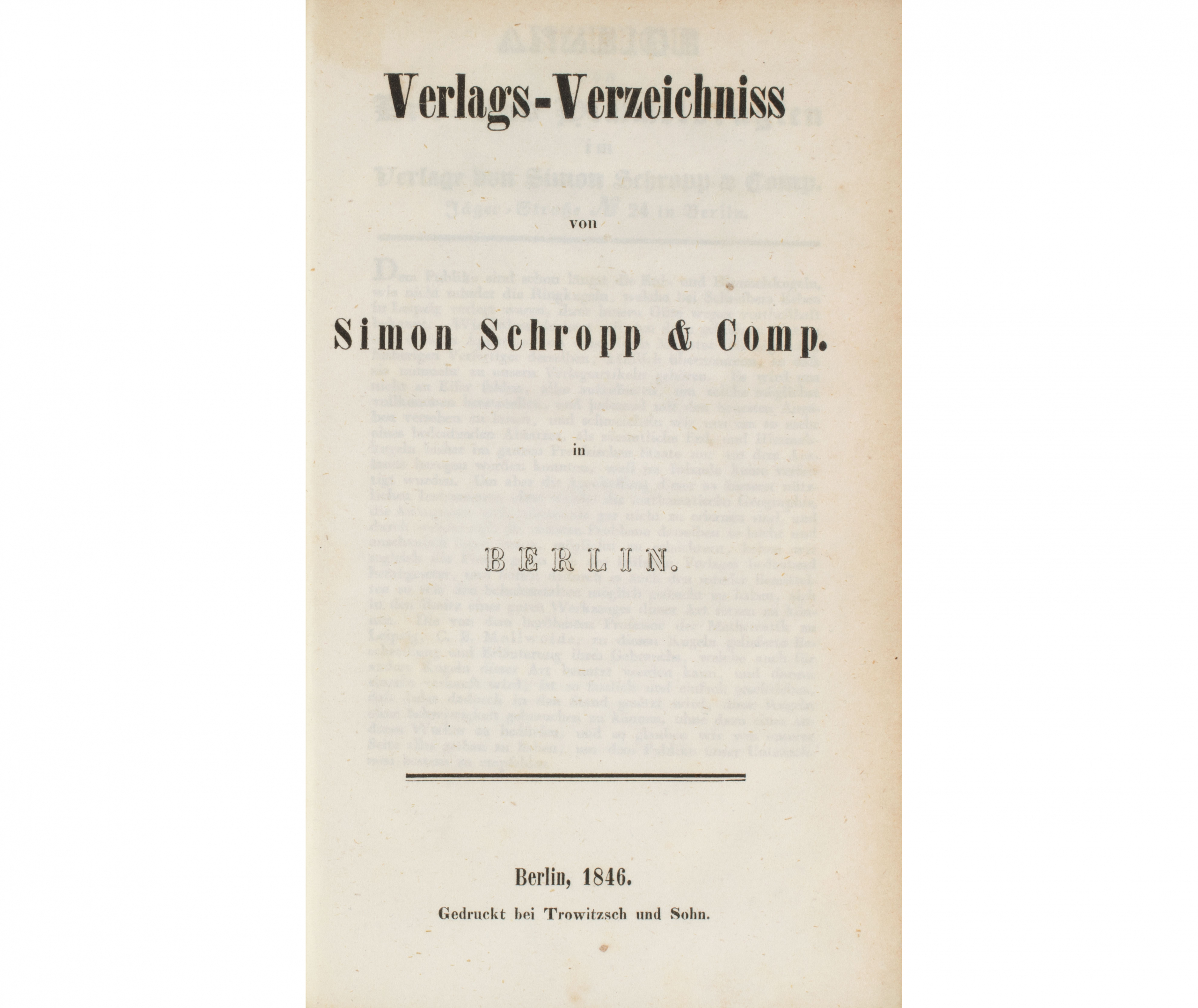 Verlagsverzeichnis von Simon Schropp, 1846. SBB-PK. Public Domain Mark 1.0